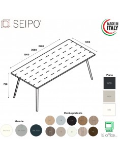 VERTEX scrivania ELEGANTE piano in HPL LINEARE Seipo P. 1000 - VX.0201 02 03