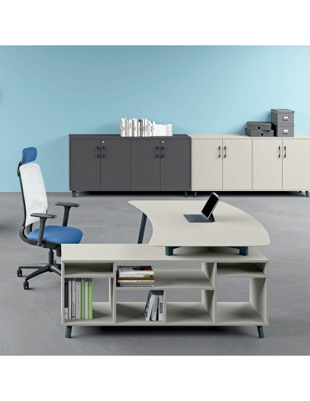 VERTEX scrivania ELEGANTE piano sagomato in HPL con mobile portante Seipo P. 1000 - VX.0216 17 18 VX.0036 DX img 2