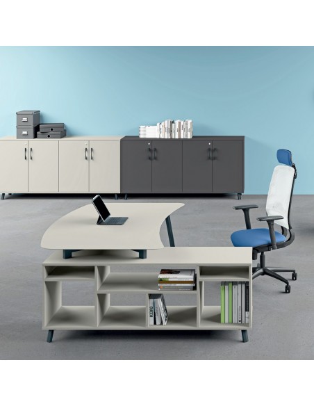 VERTEX scrivania ELEGANTE piano sagomato in HPL con mobile portante Seipo P. 1000 - VX.0216 17 18 VX.0036 SX img 1