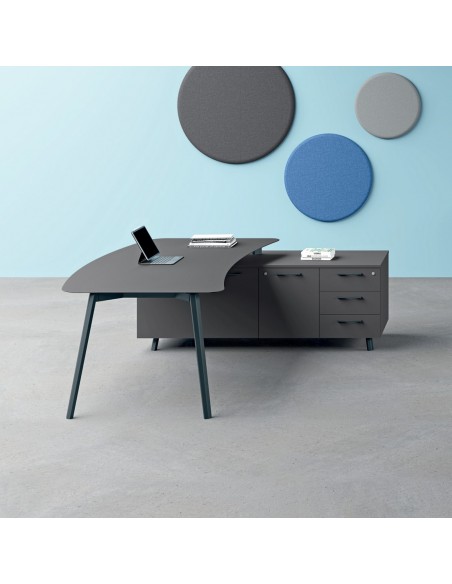 VERTEX scrivania ELEGANTE piano sagomato in HPL con mobile portante Seipo P. 1000 - VX.0216 17 18 VX.0041 DX img