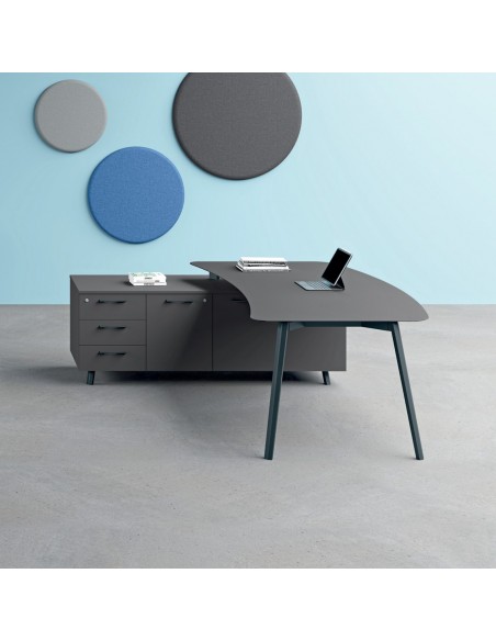 VERTEX scrivania ELEGANTE piano sagomato in HPL con mobile portante Seipo P. 1000 - VX.0216 17 18 VX.0041 SX img