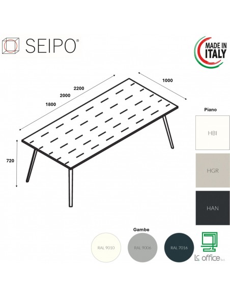 VERTEX tavolo riunione ELEGANTE piano in HPL LINEARE Seipo P. 1000 - VX.0256 57 58