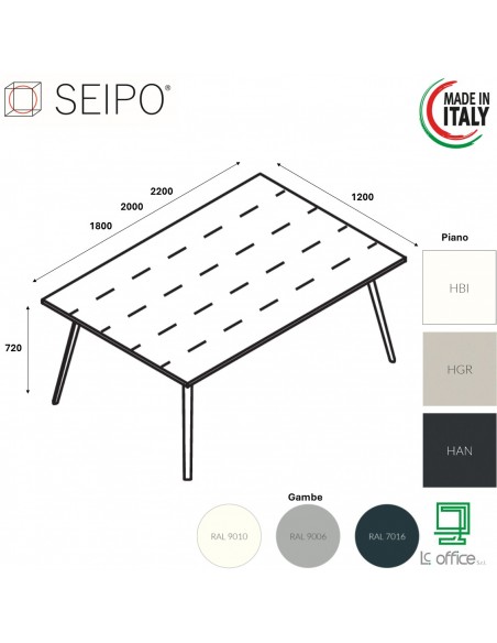 VERTEX tavolo riunione ELEGANTE piano in HPL LINEARE Seipo P. 1200 - VX.0276 77 78