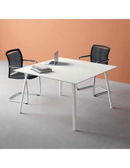 VERTEX tavolo riunione ELEGANTE piano quadrato in HPL LINEARE Seipo P. 1200 - VX.0296 img