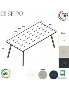 VERTEX scrivania ELEGANTE piano in HPL LINEARE Seipo P. 900 - VX.0221 22 23