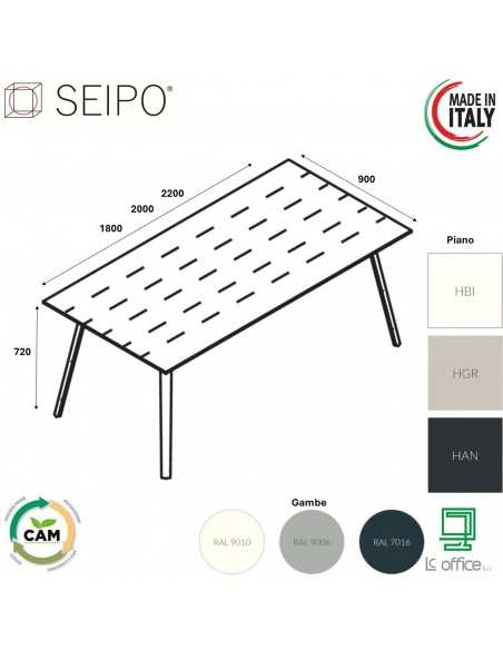 VERTEX scrivania ELEGANTE piano in HPL LINEARE Seipo P. 900 - VX.0221 22 23