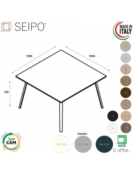VERTEX Tavolo riunione piano in melaminico QUADRATO Seipo diametro 1200 - VX.0096