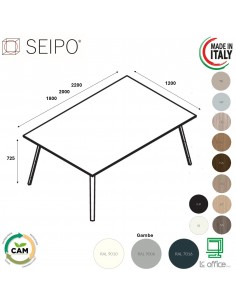 VERTEX Tavolo riunione piano in melaminico MONOBLOCO Seipo P. 1200 - VX.0076 77 78