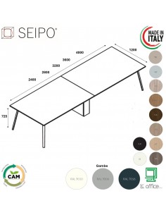 VERTEX Tavolo riunione 2 PEZZI piano in melaminico LINEARE Seipo P. 1200 - VX.0081 82 83 84 85