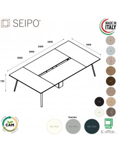 VERTEX Tavolo riunione piano in melaminico COMPOSTO Seipo P. 1600 - VX.0111 12 13 14