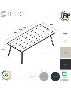 VERTEX tavolo riunione ELEGANTE piano in HPL LINEARE Seipo P. 1000 - VX.0256 57 58