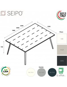 VERTEX tavolo riunione ELEGANTE piano in HPL LINEARE Seipo P. 1200 - VX.0276 77 78