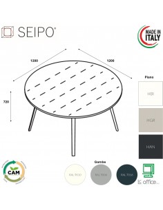 VERTEX tavolo riunione ELEGANTE piano rotondo in HPL Seipo P. 1200 - VX.0297