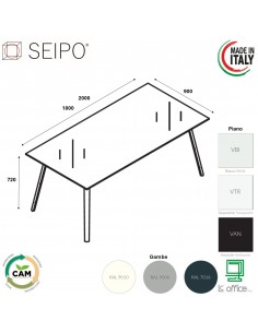 VERTEX scrivania piano in VETRO Seipo P. 900 - VX.0311 12