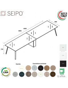 VERTEX TAVOLO RIUNIONE piano COMPOSTO 2 pezzi in VETRO Seipo P. 900 - VX.0346 VX.0347