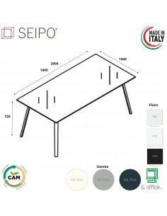 VERTEX TAVOLO RIUNIONE piano in VETRO Seipo P. 1000 - VX.0351 VX.0352