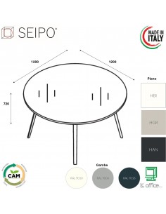 VERTEX scrivania piano in VETRO rotonda Seipo P. 1200 - VX.0361