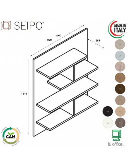 VERTEX BOISERIE libreria per ufficio direzionale con ripiani SEIPO - RY.0401 02