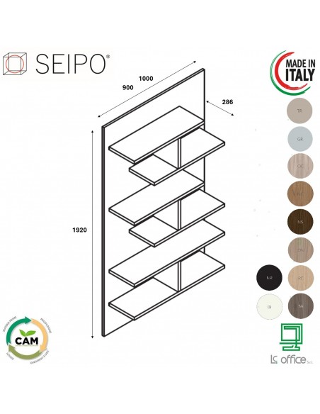 VERTEX BOISERIE libreria per ufficio direzionale con ripiani SEIPO - RY.0406 07