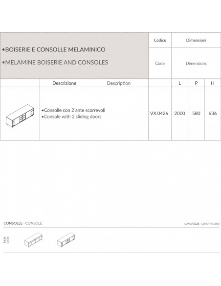 VERTEX Consolle con 2 ante scorrevoli SEIPO - VX.0426 scheda