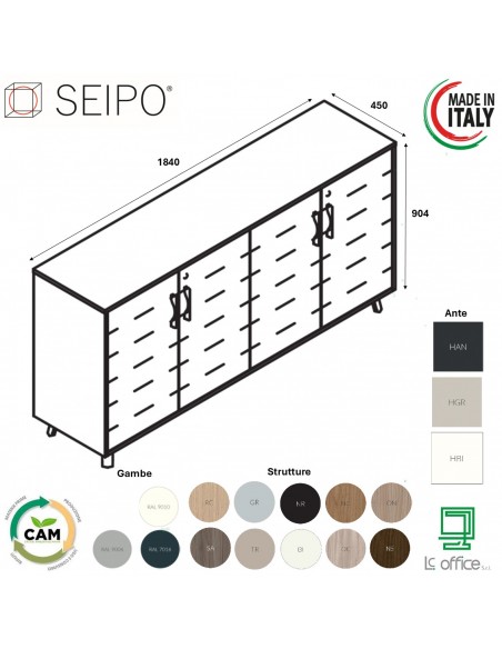 VERTEX Armadio con elementi di chiusura in melaminico con 4 ante in HPL SEIPO - VX.0431