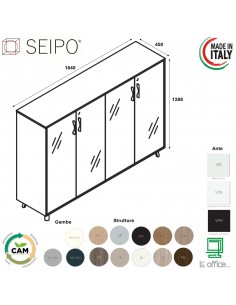 VERTEX Armadio medio con elementi di chiusura in melaminico con 4 ante in vetro SEIPO - VX.0446