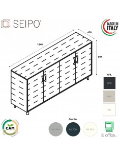 VERTEX Armadio con elementi di chiusura e 4 ante in HPL SEIPO - VX.0461