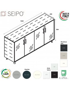 VERTEX Armadio con elementi di chiusura in HPL con 4 ante in vetro SEIPO - VX.0490