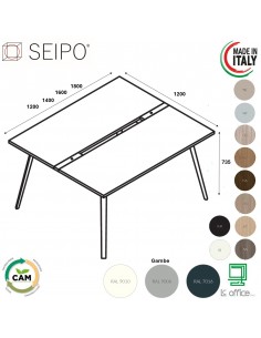 VERTEX scrivania Benches copertura accesso elettrificazione 60mm Seipo - VX.0681 82 83 84
