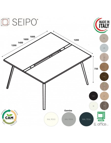 VERTEX scrivania Benches copertura accesso elettrificazione 60mm Seipo - VX.0681 82 83 84
