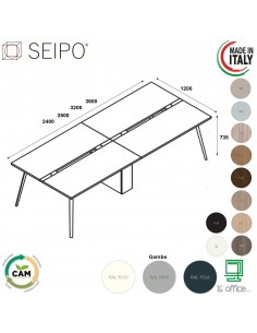 VERTEX scrivania Benches composto copertura accesso elettrificazione 60mm Seipo - VX.0686 87 88 89