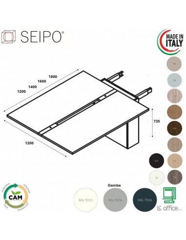 VERTEX allunga scrivania Benches copertura accesso elettrificazione 60mm Seipo - VX.0681 82 83 84