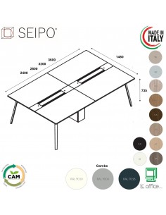 VERTEX scrivania Benches composto copertura accesso elettrificazione 180mm Seipo - VX.0701 02 03 04