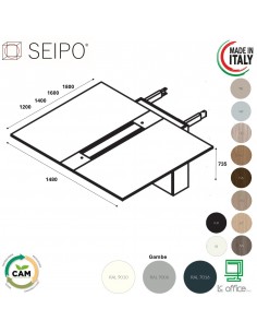 VERTEX allunga scrivania Benches accesso elettrificazione 180mm Seipo - VX.0706 07 08 09