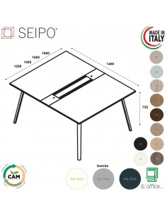 VERTEX Benches con top access integrato con canalizzazione sottopiano accesso elettrificazione 180mm Seipo - VX.0711 12 13 14