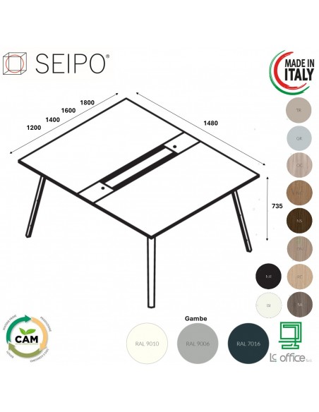 VERTEX Benches con top access integrato con canalizzazione sottopiano accesso elettrificazione 180mm Seipo - VX.0711 12 13 14