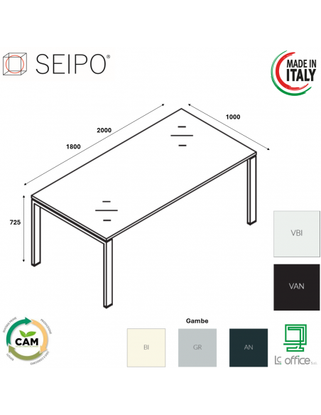 BRIDGE scrivania piano in VETRO Seipo P. 1000 - BR.0131 32