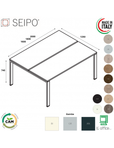 BRIDGE scrivania Benches autonomo P1250 struttura metallica Seipo - BR.0304 05 06