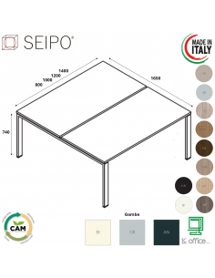 BRIDGE scrivania Benches autonomo P1650 struttura metallica Seipo - BR.0319 20 21 22