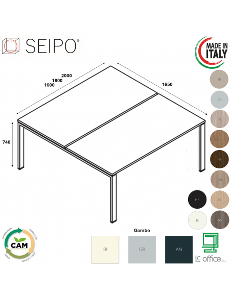 BRIDGE scrivania Benches autonomo P1650 struttura metallica Seipo - BR.0323 24 25
