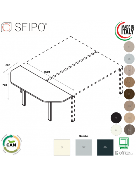 BRIDGE Terminale doppio da 1650 con gambe autoportante Seipo - BR.1017