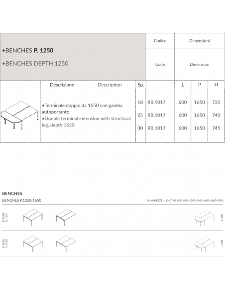 BRIDGE Terminale doppio da 1650 con gambe autoportante Seipo - BR.1017 scheda 1