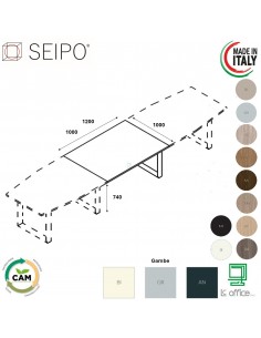 RRING allungo tavolo riunione P.1000 piano monoblocco struttura metallica ad annelo Seipo BR.0761 62