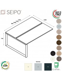 RING allungo scrivania BENCH con struture ad annelo piano melaminico L.800 struttura ad anello Seipo RN.0307 08 09 10