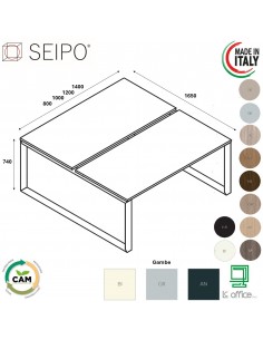RING scrivania BENCH con strutture ad annelo piano melaminico L.1650 struttura ad anello Seipo RN.0319 20 21 22
