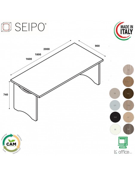 SCRIVANIA ROYAL piano lineare fianchi sagomati - Seipo RY.0031 32 33