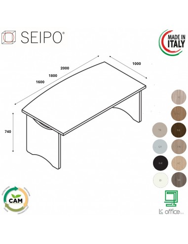 SCRIVANIA ROYAL piano E fianchi sagomati - Seipo RY.0034 35 36