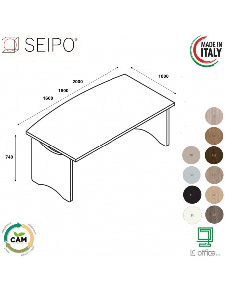 SCRIVANIA ROYAL piano E fianchi sagomati - Seipo RY.0034 35 36