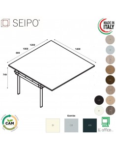 DECK allungo per Tavolo riunione composto p. 1450 piano monoblocco gambe a ponte piano melaminico Seipo DK.0230 31 32