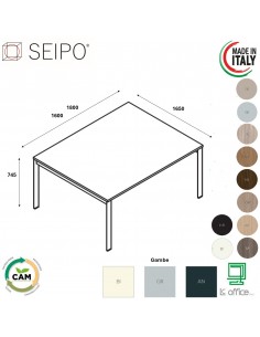 DECK Tavolo riunione p. 1650 piano monoblocco gambe a ponte piano melaminico Seipo DK.0240 41